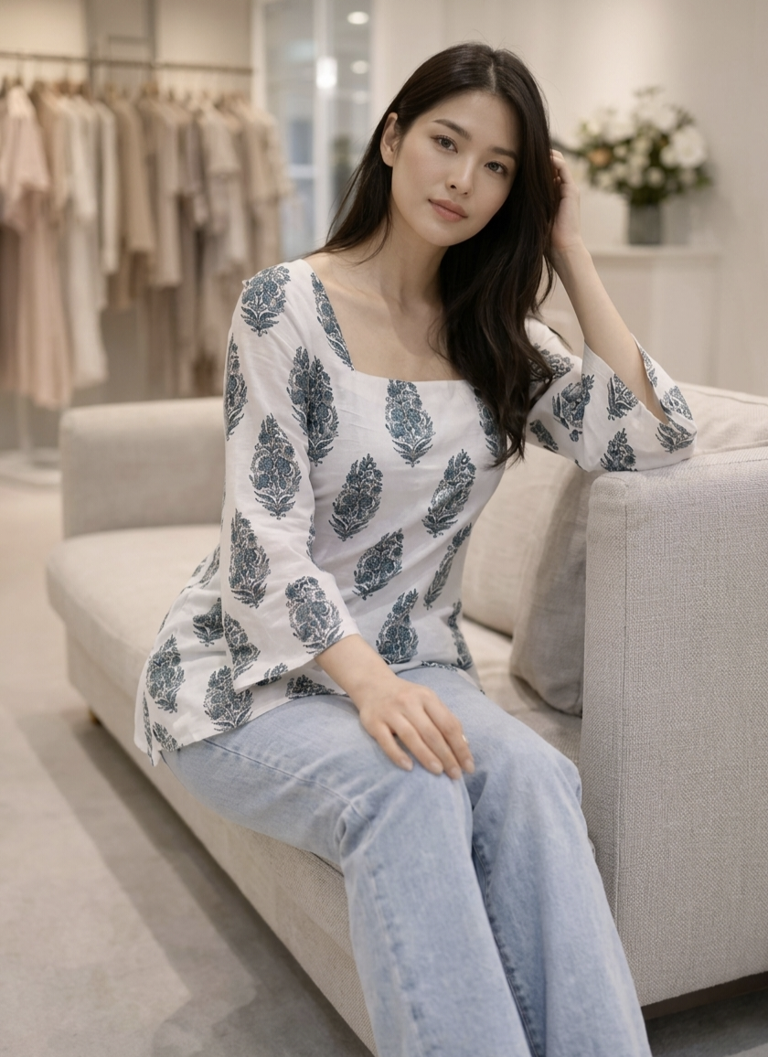 Trendy Printed Short Kurti for Women – Stylish Casual Wear